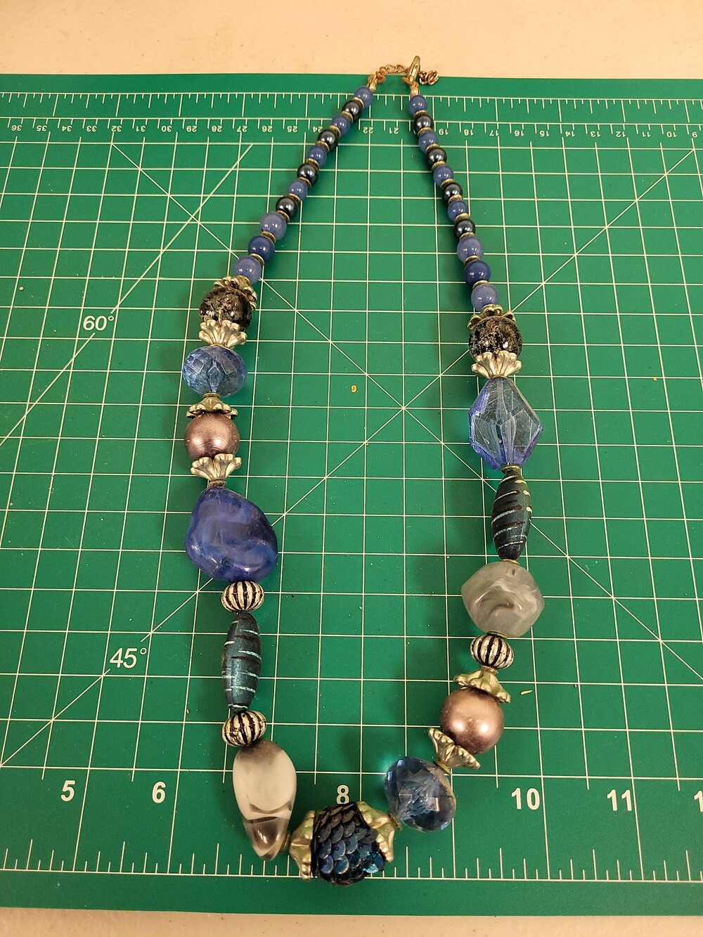 Beaded Necklace Costume Jewelry Blue Purple Beads Fashion Statement Accessory